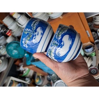 Tô chén dĩa củ cải mập xanh lam gốm nhật P1
