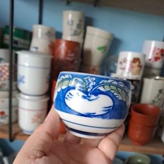 Tô chén dĩa củ cải mập xanh lam gốm nhật P1