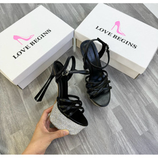 Giày cao gót 15 phân love begins giày đúp xoàn 4 dây chéo mã 15
