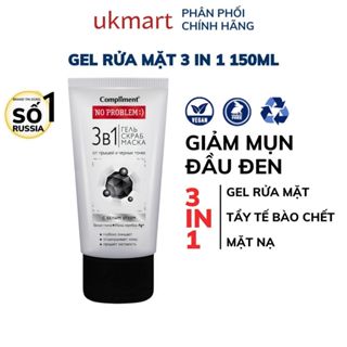 Gel rửa mặt Compliment No Problem 3 in 1 Cleansing Gel + Scrub + Mask giảm mụn đầu đen 150ml
