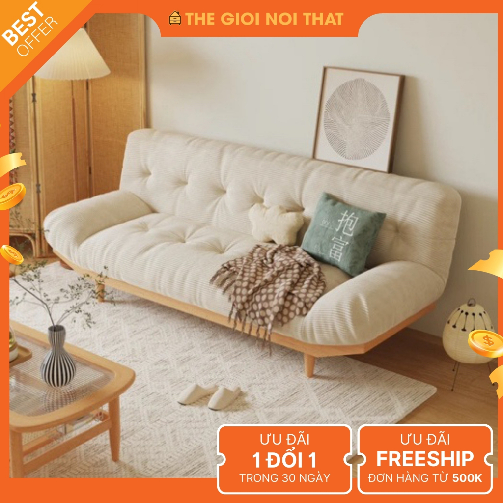 GHẾ SOFA GIƯỜNG GẤP GỌN KHUNG GỖ - SOFA BED CHÍNH HÃNG BẢO HÀNH 2 NĂM | BigBuy360 - bigbuy360.vn