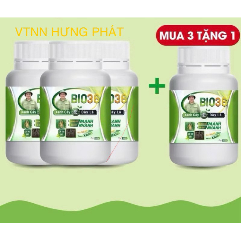 [Bio36 Chính hãng] Combo 3 Tặng 1 Bio 36 Siêu Kích Rễ Đi Đọt Nhanh Xanh Cây Dày Lá Cải Tạo Đất 500g