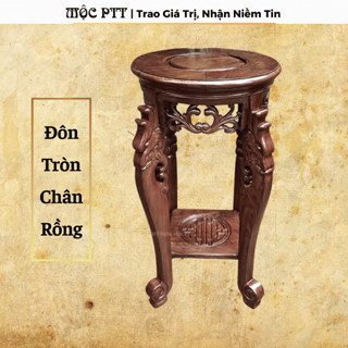  Đôn tròn mẫu triện Rồng gỗ Hương đá kích thước Mặt 30 Cao 40 50 60 70 cm trang trí nhà cửa 