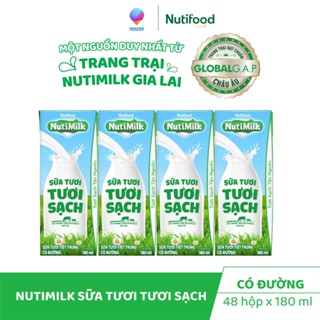 Lốc 04 Hộp 180/ 110 mL Sữa Tươi Tươi Sạch Có Đường/ Ít Đường/ Không Đường Nutimilk -NUTIFOOD -YOOSOO
