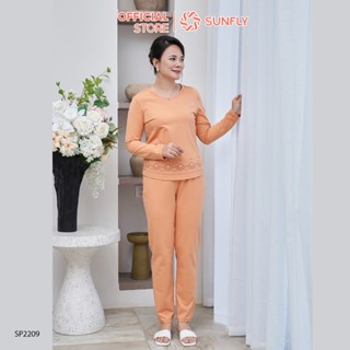Chia sẻ Đồ bộ mặc nhà nữ cotton compact áo dài quần dài SP2209