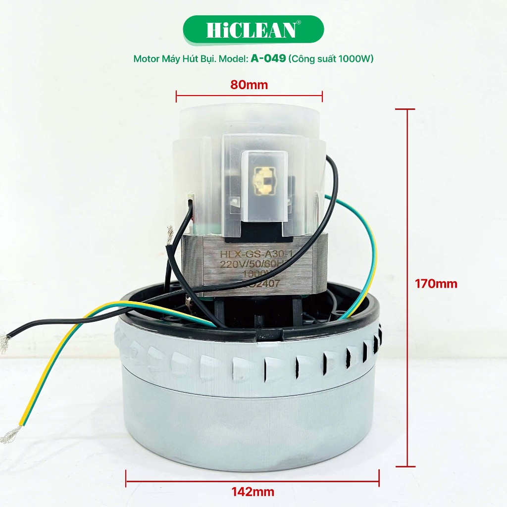 Motor, động cơ máy hút bụi công nghiệp 220V, công suất 1000W, 1200W, 1500W, 1600W, 1800W, lõi đồng