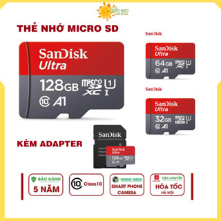 Thẻ nhớ MicroSD 128Gb 64Gb 32Gb 16Gb 8Gb 4Gb 2Gb Class 10, tốc độ 100Mb/s, tặng kèm Adapter, Bảo hành 5 nămpter