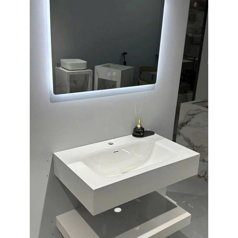 Bàn đá lavabo Chậu sứ liền khối cao cấp mẫu mới 2025