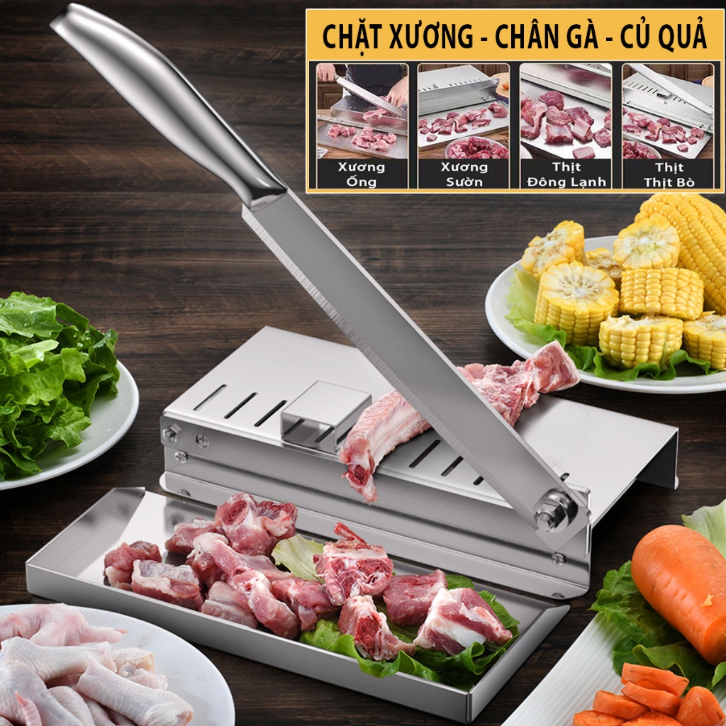 Dao Thái Thịt Dao Chặt Gà Cắt Xương Inox 304 Đa Năng, Máy Thái Thịt Đông Lạnh Sắc Bén Cắt Thịt Lớp Mỏng Dễ Dàng MKS069