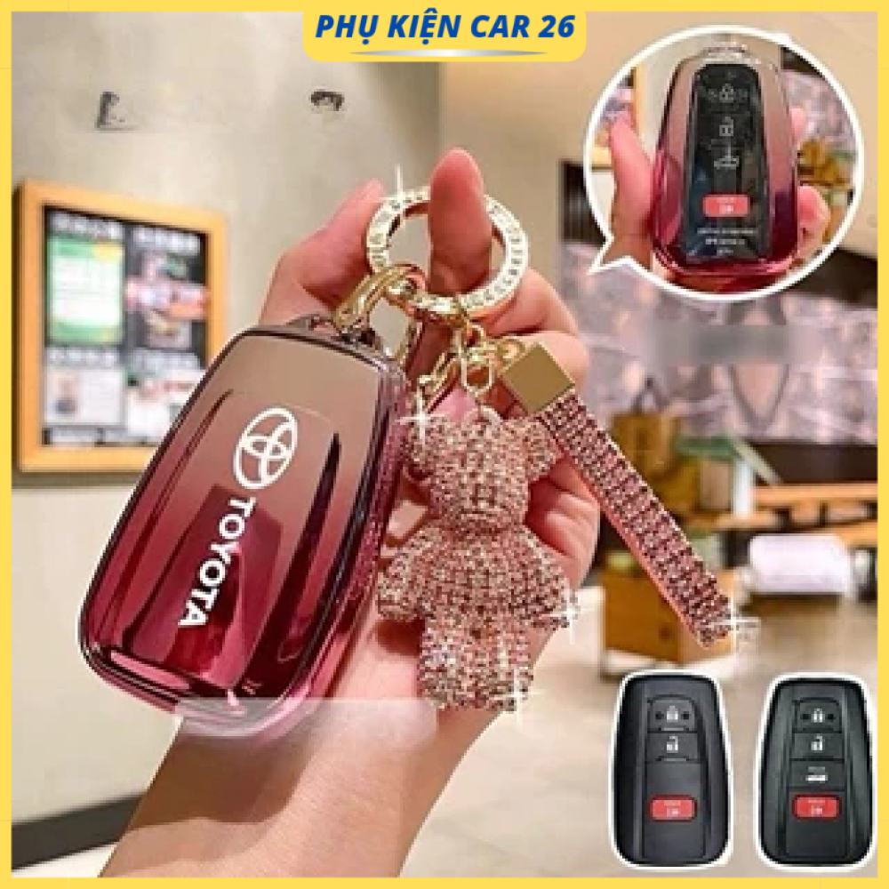 Ốp khóa xe Tpu mạ màu omber dùng cho toyota Camry 2019 - 2024, Cross, Altis 2022 - 2024 ( mặt trong suốt nhìn thấy nút)