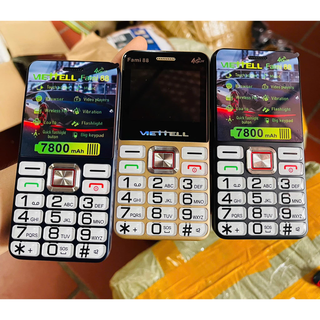 Điện thoại 4G giá rẻ FAMi 88, pin trâu, loa to, bàn phím to- bải hành 12 tháng