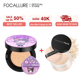 Combo 2 Món Focallure Cushion Sanrio Chống Nắng Cho Da SPF50 PA+++ và Phấn Phủ Dạng Bột Kiềm Dầu