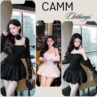  Đầm nữ váy nữ cúp ngực ren dáng ngắn xòe bồng phối áo khoác cardigan dài tay sang chảnh cá tính CAMM Clothings HCOM3392 