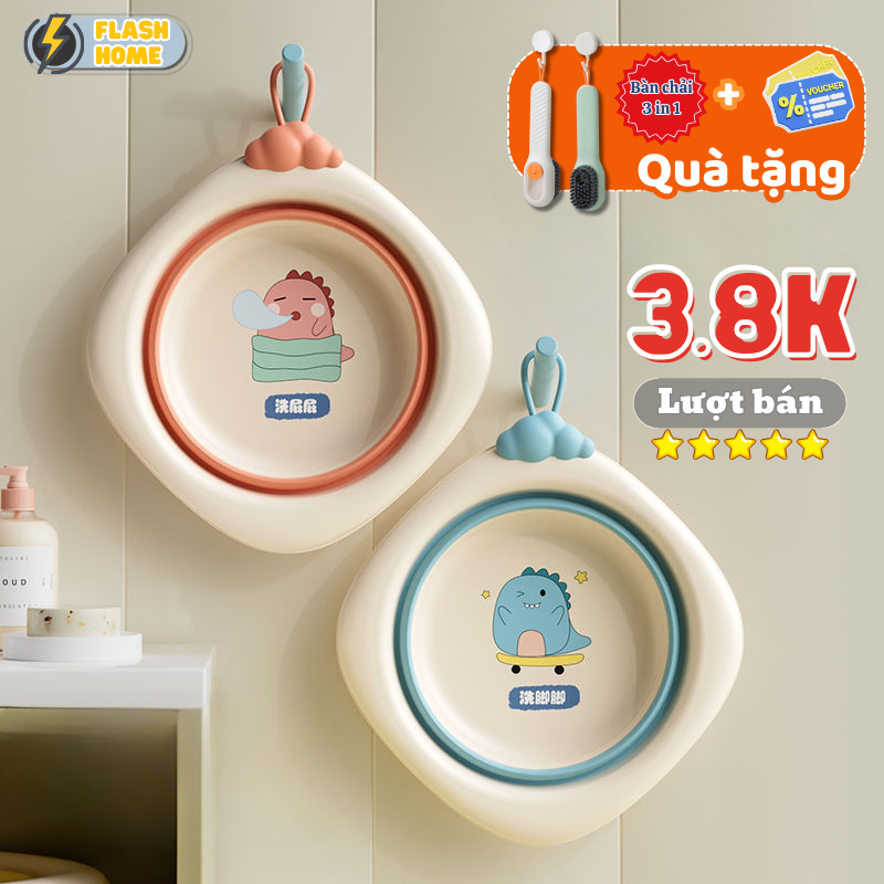 Chậu Rửa Mặt Gấp Gọn HFLASH Cho Bé Sơ Sinh, Thau Cho Bé Cao Cấp, An Toàn Sức Khỏe