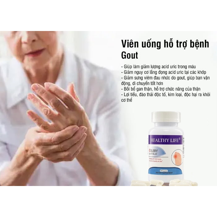 Viên uống gout CELERY [CHÍNH HÃNG MỸ] Trị gút, Làm giảm sưng, đau nhức khớp do gout. Lọ 60 viên