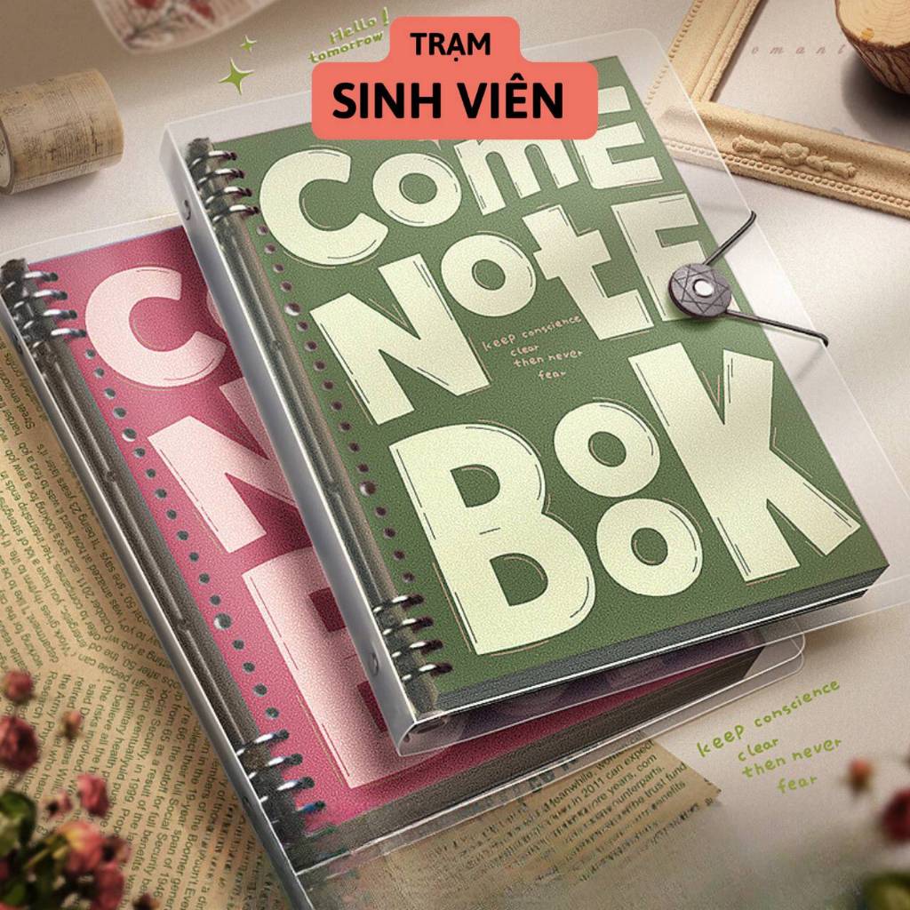 Sổ còng COME NOTE BOOK thay được giấy A4 / B5, 6 còng sắt thiết kế khuyết còng dễ viết 120 trang.
