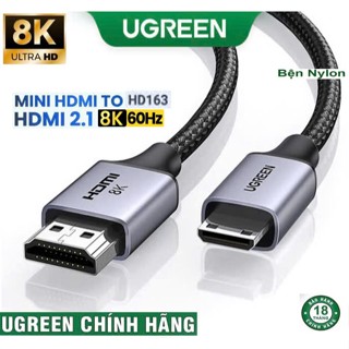 Cáp Mini HDMI to HDMI Ugreen 15514 15515 HD163 (HD 8K@60Hz,Hỗ trợ Dynamic HDR,eARC,đẩu nhôm bọc dù)