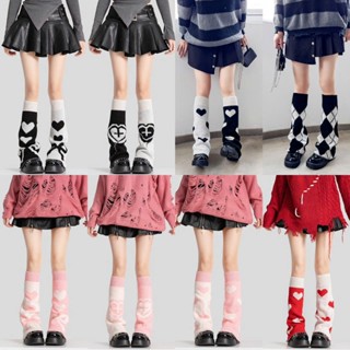 Tất len ống chân họa tiết hình - nhiều mã, thiết kế ống loe rộng, phụ kiện thời trang Lolita, hàng có sẵn Đà Nẵng.