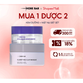 Combo mặt nạ đất sét 55g + kem dưỡng ẩm da mặt 55ml HOBEBAR phục hồi, sáng da, giảm thâm mụn dành cho mọi loại da