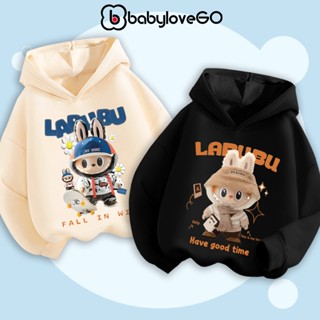 Áo hoodie hình in Labubu cho bé, áo nỉ dày dặn ấm áp cho bé có mũ cho bé BabyloveGO