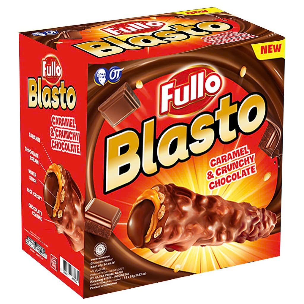 Bánh quế Fullo Blasto socola 225g (Hộp 15 thanh)