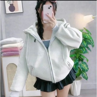 Áo Hoodie Zip Nỉ Bông Form Rộng Nam Nữ Túi Dây Kéo Nón To Logo Thêu Ngựa