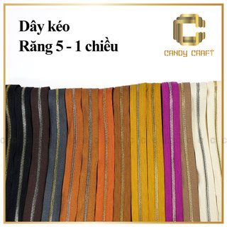 Dây kéo 1 chiều răng 5 (dây chưa bao gồm đầu khóa và chốt chặn)