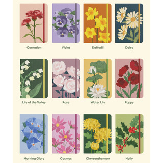  12 Sổ Tay Linen Birth Flower Journal | Sổ Tay Ghi Chép A5 | 12 Loài Hoa Sinh | 128 Trang 120gsm 