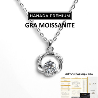 [QUÀ TẶNG 20/10]  Dây Chuyền Đá Moissanite 5MM Bạc 925 Xi Bạch Kim Tròn Đá HANADA 1795 D2