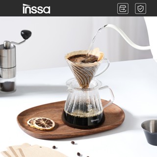 INSSA Bộ Bình Cà Phê Nhỏ Giọt Phễu Lọc V60 Bình Thủy Tinh Borosilicate Tặng Kèm 20 Tấm Giấy Lọc Cà Phê KFJH020