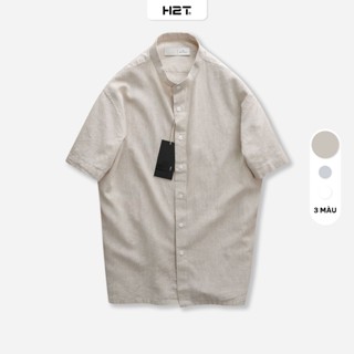 Áo Sơ Mi Nam H2T Vải Đũi Cổ Trụ Collar Linen Shirts 1729