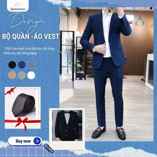 {MUA 1 ĐƯỢC 6}Bộ vest nam, áo vest nam ( tặng kèm cavat, bong lúa, 2 quần sịp) bộ suit nam màu có 6 màu sang trọng