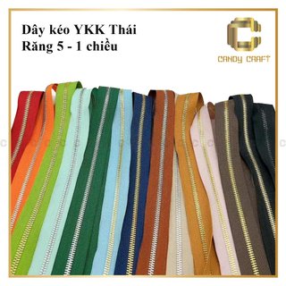 Dây kéo Ykk Thái răng 5 - 1 chiều (dây không kèm đầu khóa và chốt chặn)