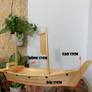 [Dài 53cm - 2 cột buồm] Khay gỗ trang trí món ăn chuyên dụng cho nhà hàng Nhật - trang trí sushi sashimi - Gỗ thông