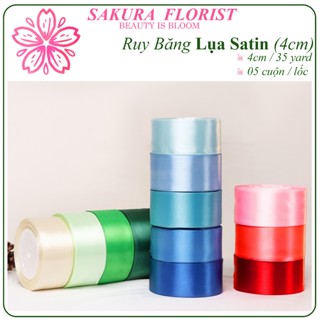 Ruy Băng Lụa Satin 4Cm, Ruy Băng Vải Gói Hoa, Gói Quà, Ruy Băng 4 Phân, Phụ Kiện Hoa Sakura