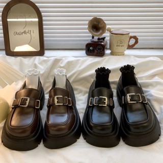 [ FULLBOX- lùi 1 size] Giày đốc nữ MARRY đế cao 7cm da lì khóa vuông hàng QCCC