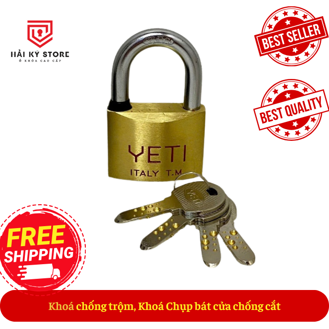 [Hỏa tốc HCM] Ổ Khóa YETI 50mm đồng thau chìa điện tử