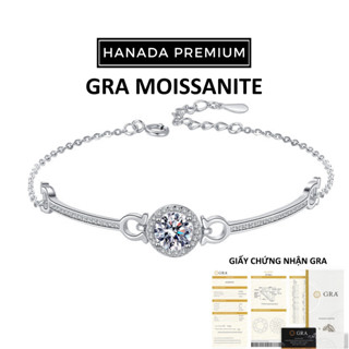 [QUÀ TẶNG 20/10] Lắc Tay HANADA Đá Moissanite 6.5MM Tròn Đá Thanh Bạc Mảnh Bạc 925 Phủ Bạch Kim Không Đen 1563