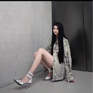 Giày Dép Nữ Gót Nút Xinh 10 Phân Dạ Mềm Fom Chuẩn! dé p caogot giày cao gót catwalk giay bup hoa