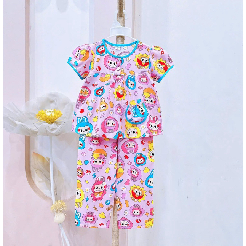 Bộ lanh tole quần dài tay ngắn xinh xắn cho bé gái chất lanh hai da thoáng mát, thấm hút mồ hôi (size đã trừ hao)