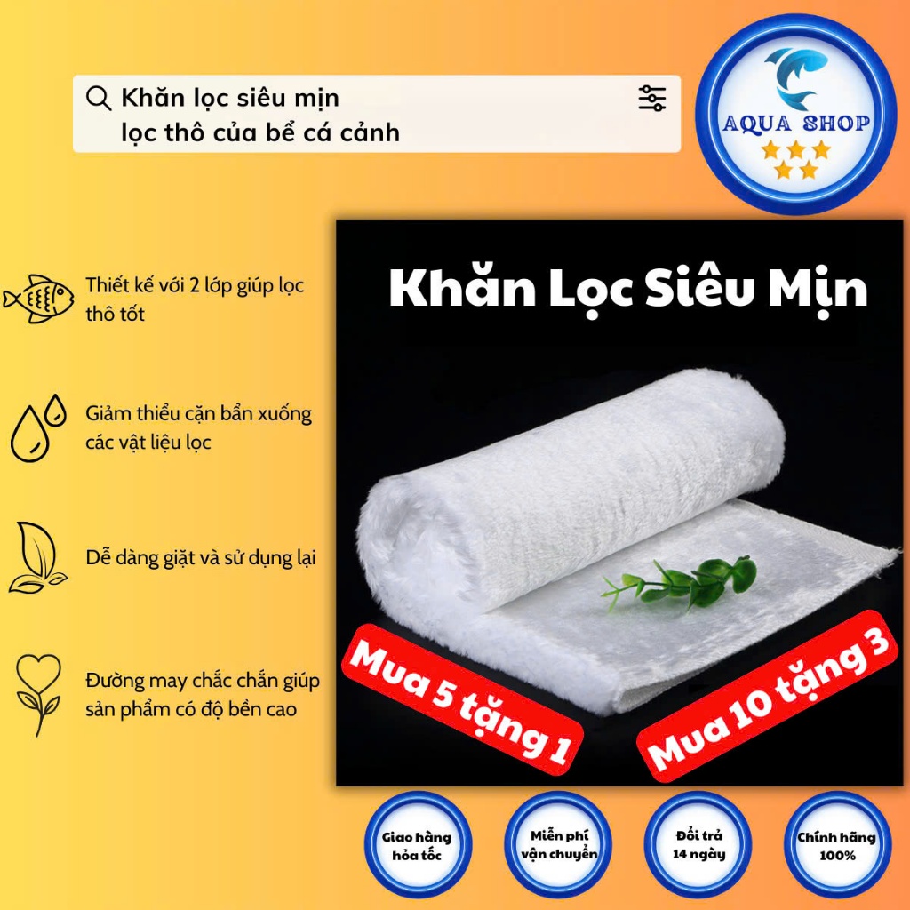 Khăn lọc siêu mịn lọc thô của bể cá cảnh (mua 5 tặng 1 mua 10 tặng 3)