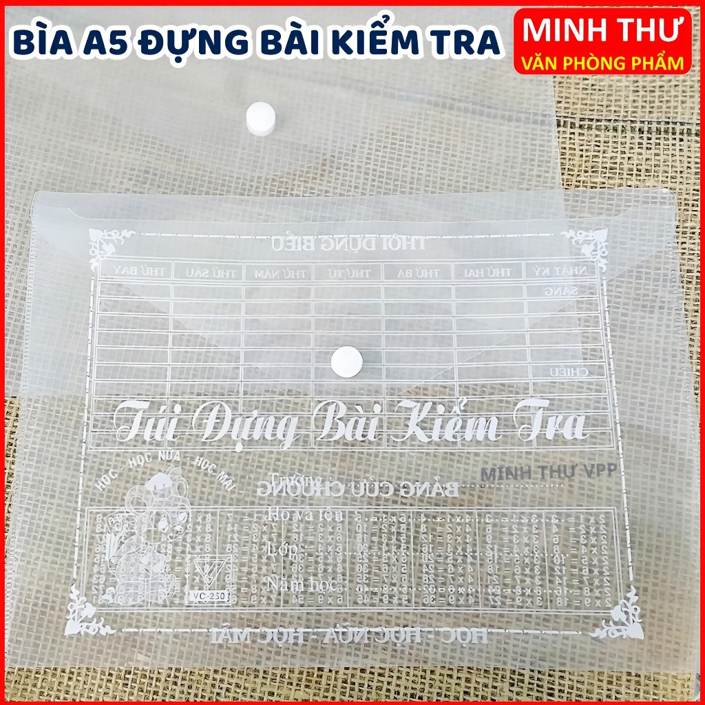 Bìa nút A5 dày đựng bài kiếm tra LD447-A5 | Túi đựng bài kiểm tra loại dày - Minh Thư VPP