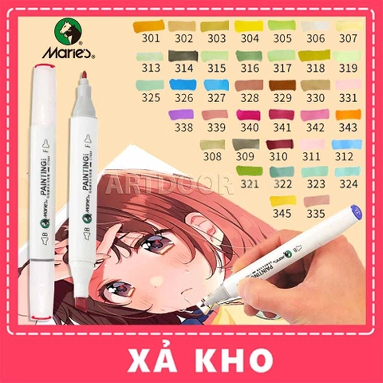 [ARTDOOR] Bút Marker MARIES hai đầu cây lẻ (full) - [xả kho]