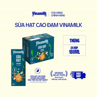 Thùng 24 hộp sữa hạt Cao Đạm ít đường Vinamilk - hộp 180ml