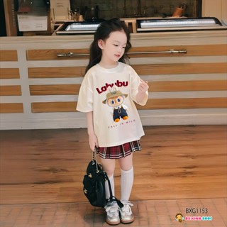 [BexinhshopVN] Bộ áo labubu chân váy caro kèm chip dễ thương cho bé gái BXG1153