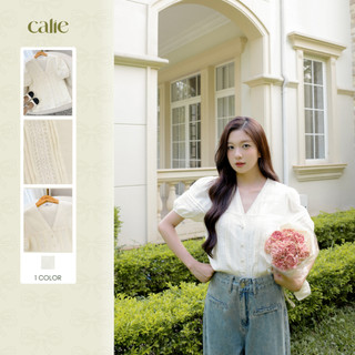 Áo cách điệu cổ V phối ren cổ Calie- AC384