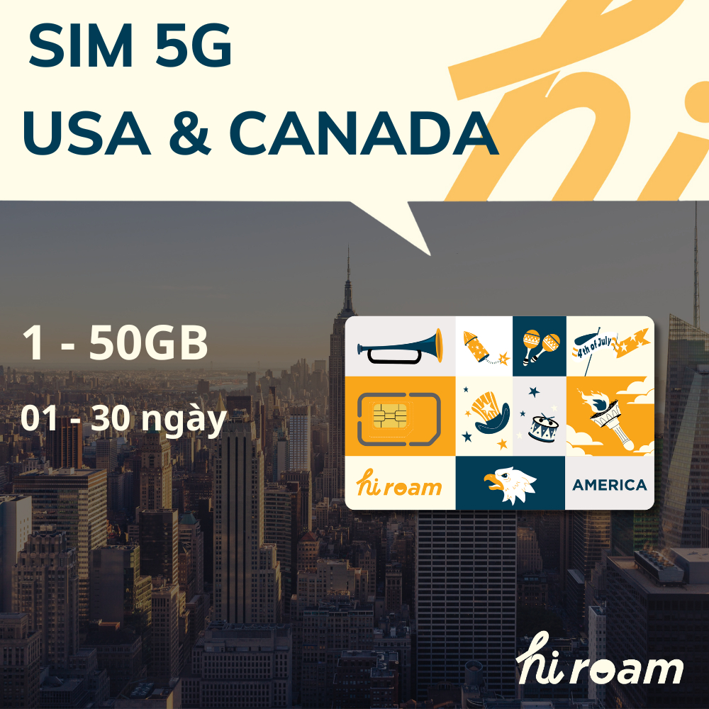 [HIROAM] Sim Du Lịch Mỹ Canada