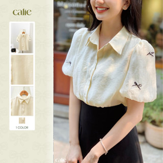 Áo sơ mi nữ tay bồng đính nơ nữ tính CALIE AC223