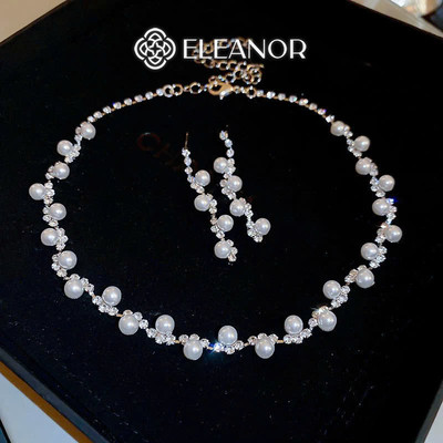 Dây chuyền vòng tay bông tai nữ Eleanor Accessories bộ trang sức đính đá phụ kiện trang sức 4805