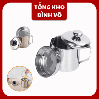 Ca Lọc Dầu Ăn Bằng Inox 304 Cao Cấp,Có Lưới Lọc Cặn, Bình Đựng Dầu Chiên Lọc Cặn